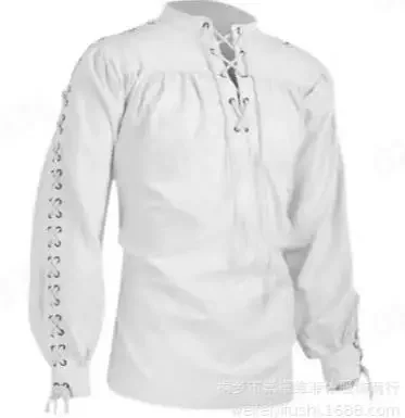 Adulte hommes médiéval chevalier guerrier Costume vert tunique vêtements Norman Chevalier tresse Pirate Saxon chemise haute pour hommes
