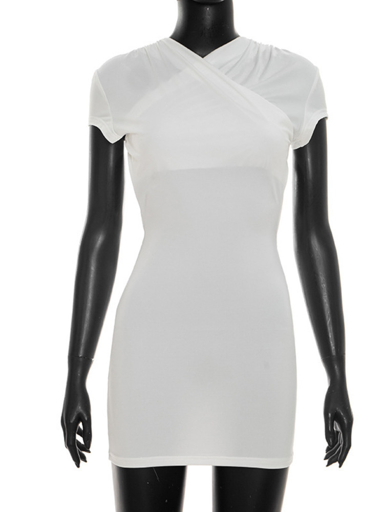 Robe Courte d'Été Sibybo à Manches Courtes et Dos Nu, Mini-Robe Moulante Unie à Taille Haute pour Femme, Tenue Décontractée Urbaine 2026