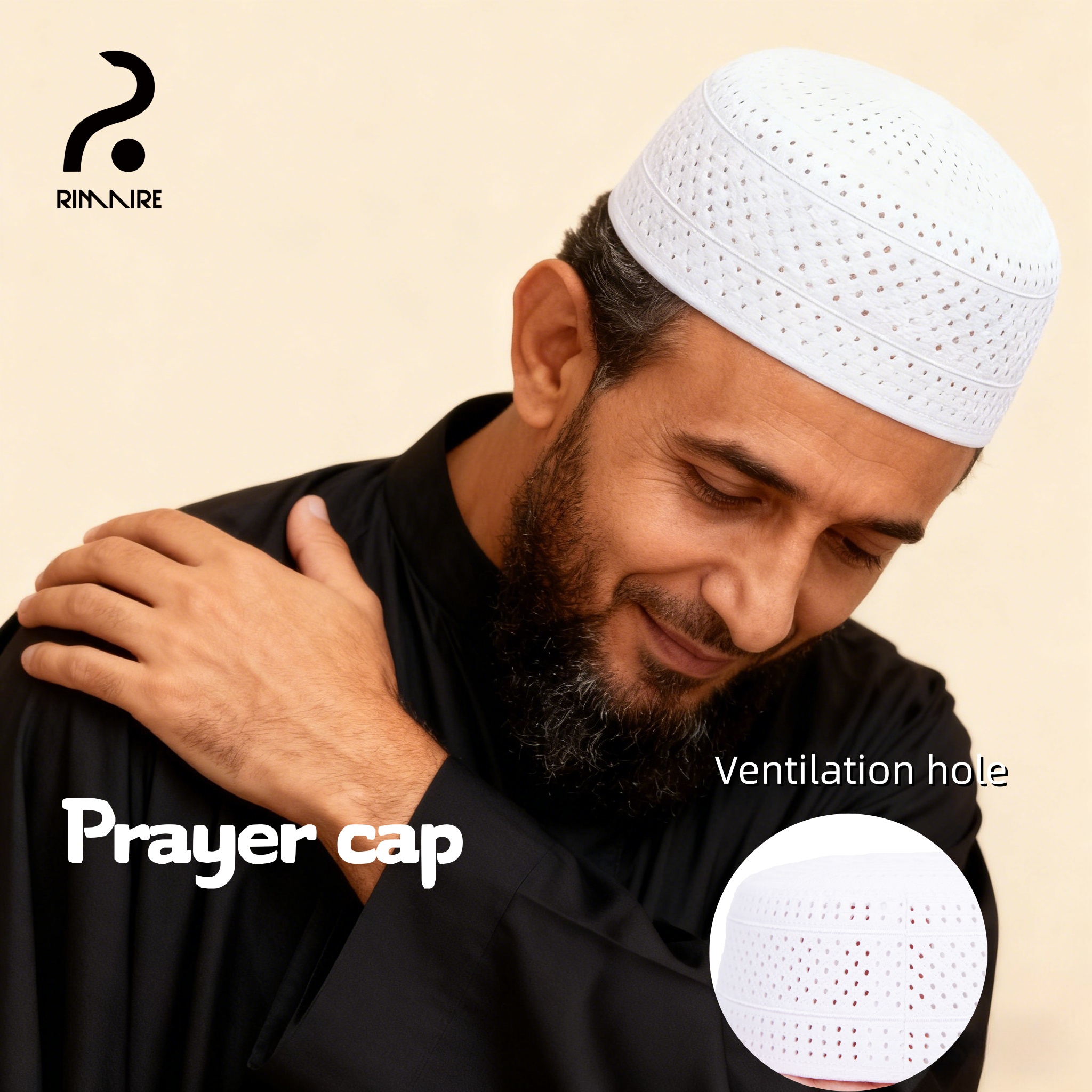 RIMAIRE – casquette de prière respirante pour hommes musulmans, chapeau de culte, Design creux confortable, casquette d'étiquette religieuse