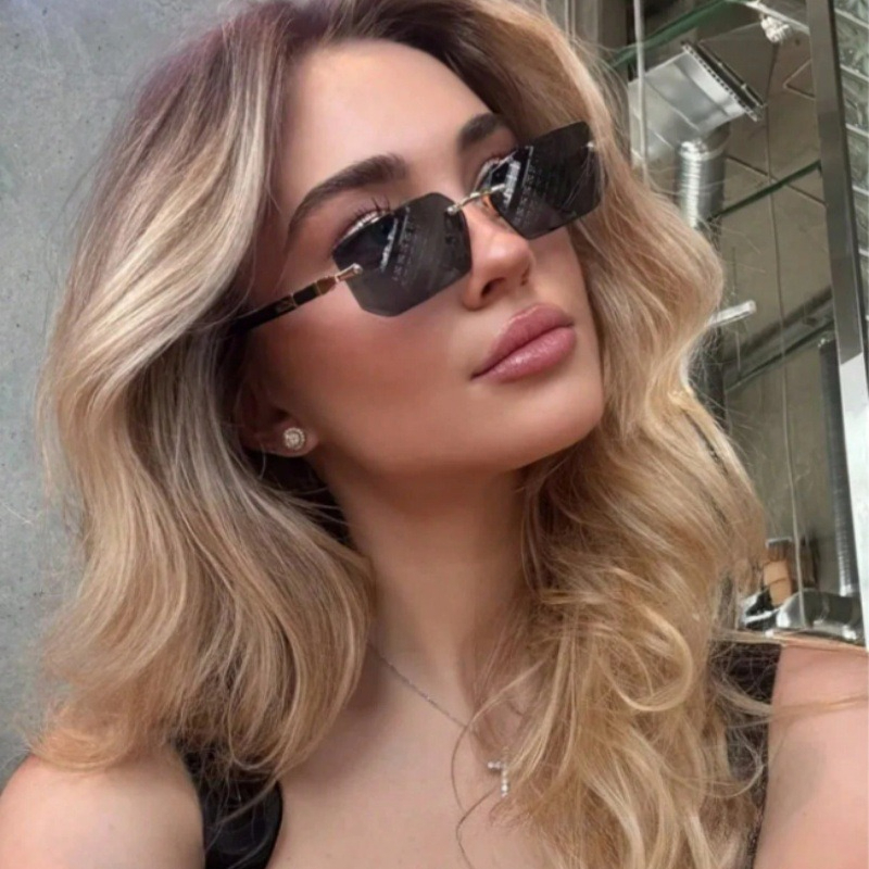 Lunettes de soleil rectangulaires sans bords, mode populaire pour femmes et hommes, petites lunettes de soleil carrées pour femmes et hommes, Oculos de voyage d'été