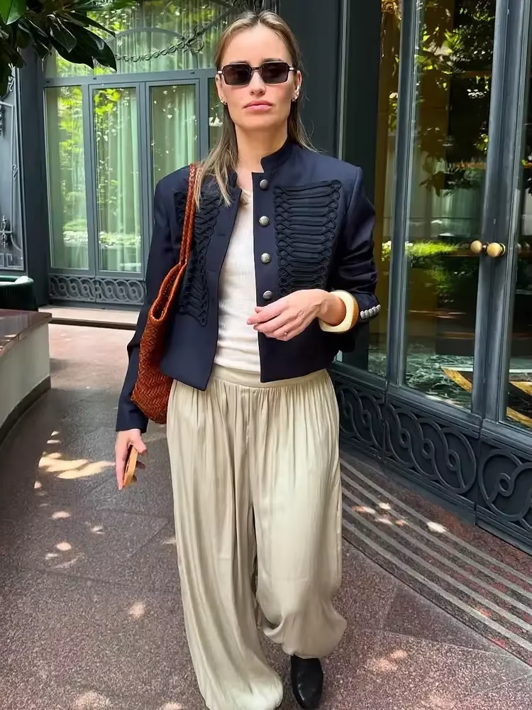 Manteau chic pour femme, mode, simple boutonnage, manches longues, vestes pour femmes, printemps 2026, mode de rue, style chinois, vêtements courts pour femmes
