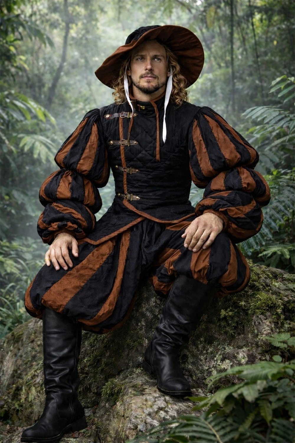Costume de guerrier médiéval Landsknecht Renaissance pour homme, tenue de guerrier Viking LARP, tunique, pantalon, costume de prince, roi, noble