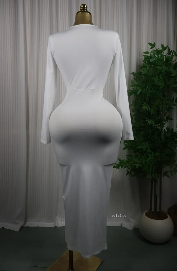 Robe longue moulante à manches longues et nœud papillon, col en V profond, pour femme, tendance, pour anniversaire, fête, vacances, 2026, Vestidos