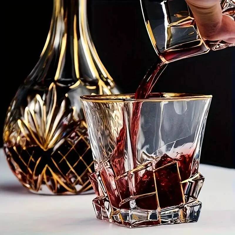 Verre à whisky de luxe avec ligne dorée, verres en cristal luxueux peints, brillant, multi-usages, tasse à vin, bière, Cocktail