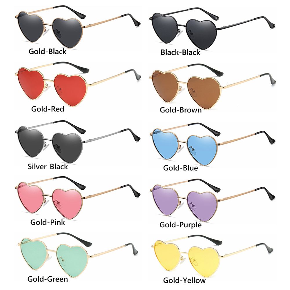 Lunettes de soleil rétro en forme de cœur pour femmes, monture en métal, lunettes de soleil colorées, belles nuances, vintage des années 90, mode