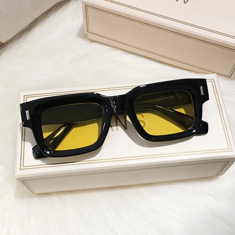 Marque Designer carré lunettes De soleil femmes hommes océan couleur nuances lunettes De soleil femme mode Rectangle Rivet Oculos De Sol