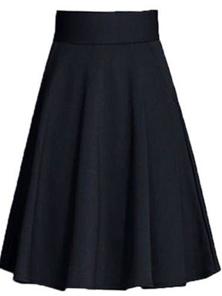 Jupe Femme Taille M-3XL Plissée Poches Solides Taille artificiel astique Jupe Moyenne ChimAll-match Office Lady Respectueux de la Peau Élégant