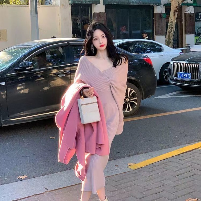 Robe de Soirée Longue et Sexy à Col en V pour Femme, Tenue de Styliste au Crochet, Couleur Unie