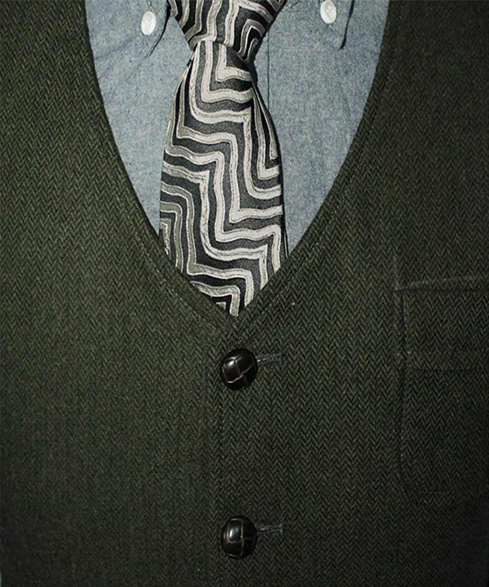 Costume formel pour hommes, col en V, laine à chevrons Tweed, gilet décontracté, gilet d'affaires formel pour marié pour mariage, vert/noir/marron