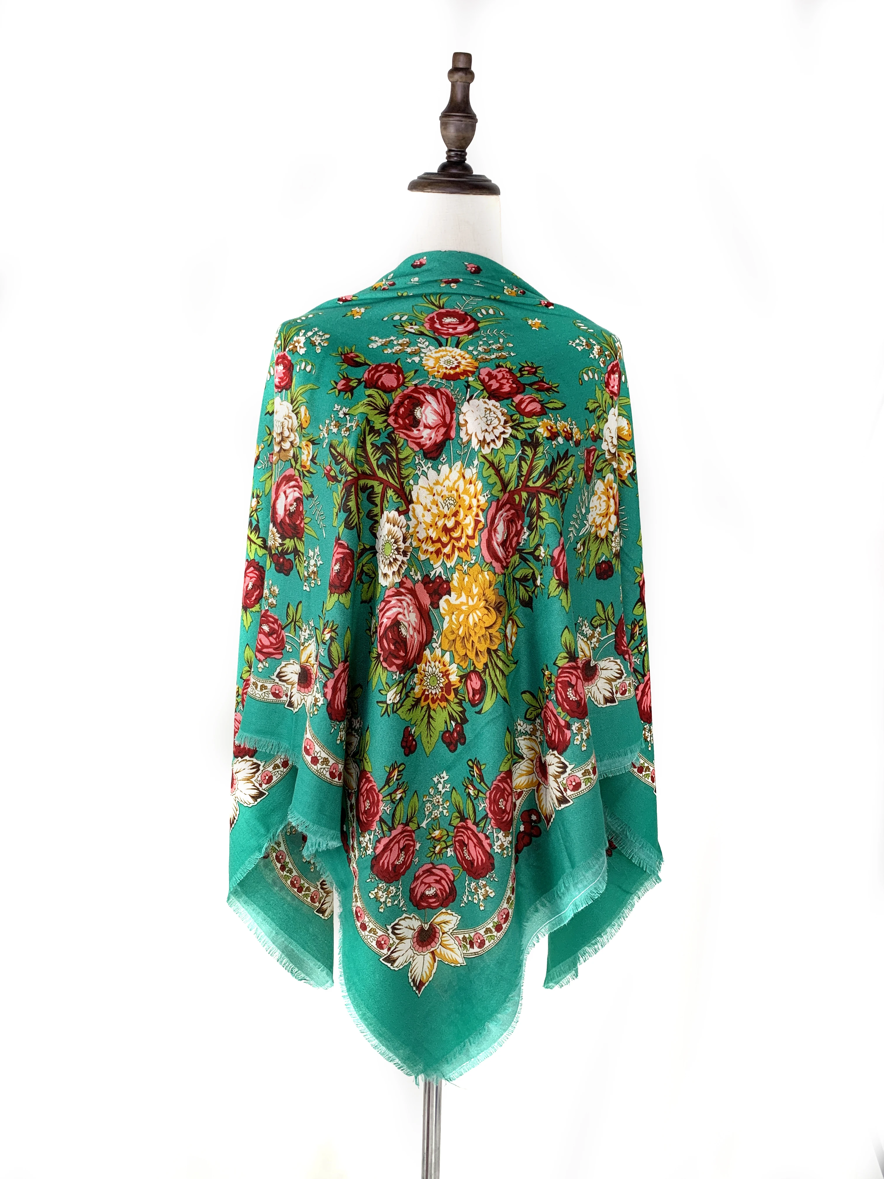 Foulard carré russe fin et respirant pour femmes, 130x130cm, imprimé Floral de luxe, châle ukrainien, Bandana, étole de plage