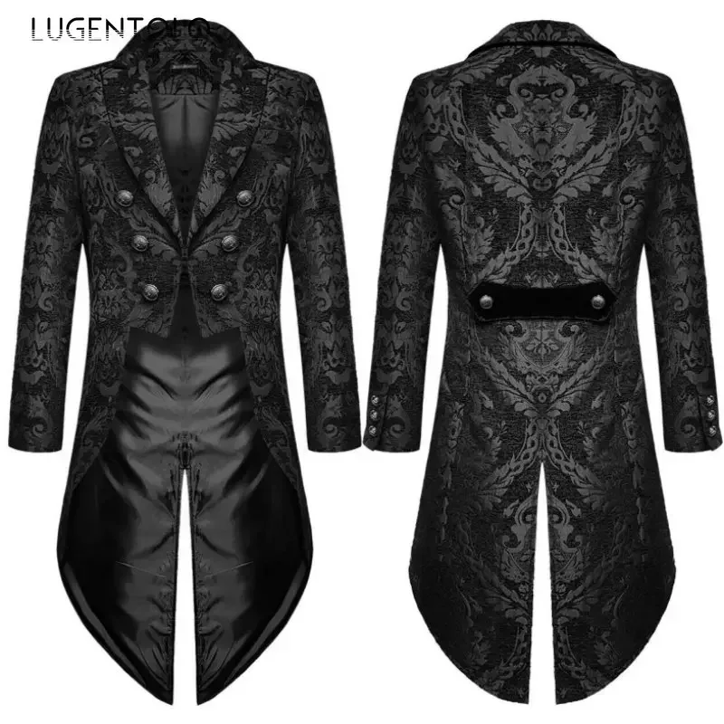 Hommes gothique Steampunk Tailcoat veste Jacquard victorien Vintage médiéval fête manteau bal Renaissance Costume Homme nouveau smoking