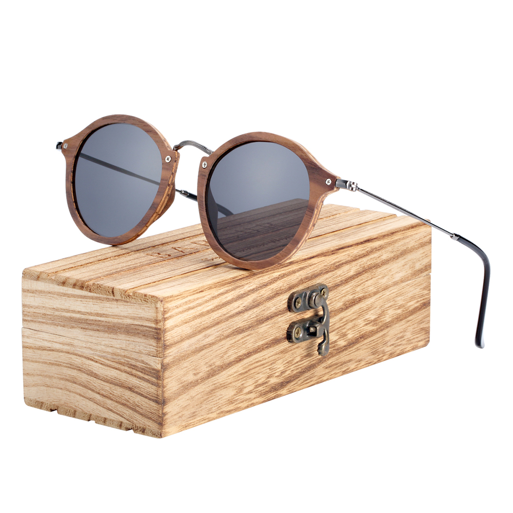 Lunettes de soleil rondes en bois faites à la main pour femmes et hommes, lunettes de soleil polarisées, protection UV400, design de marque rétro, mode