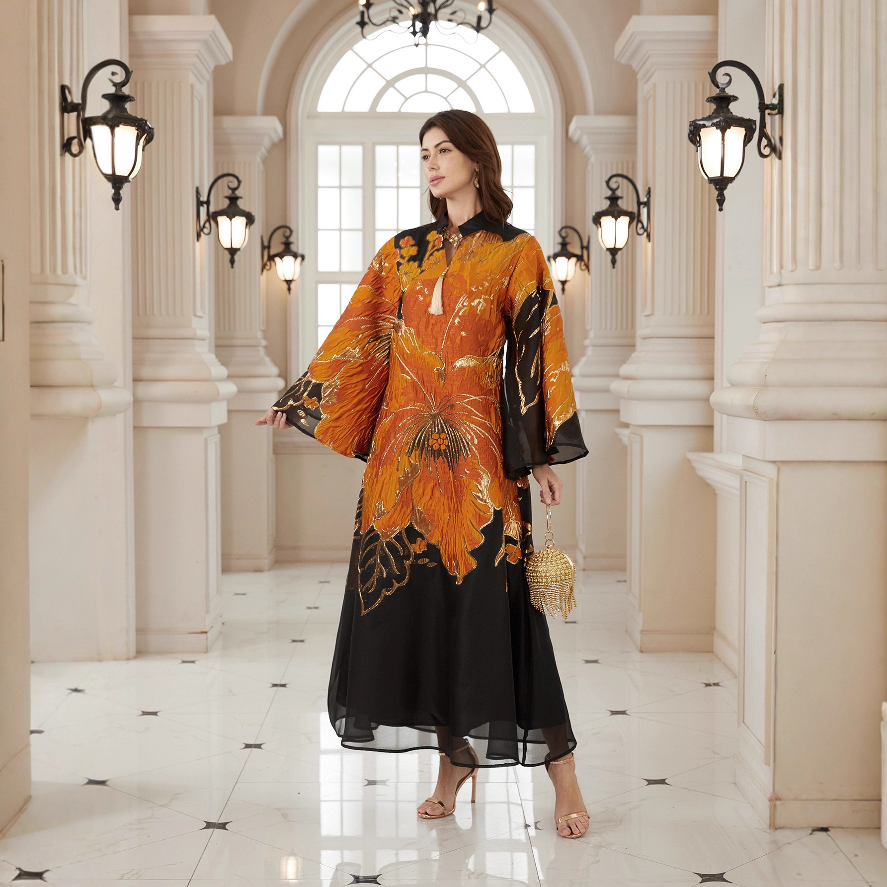 Abaya de l'Aïd pour femme, robe de soirée, Jalabiya à imprimé floral, style musulman de Dubaï, Robe longue, Caftan de prière marocain, Robe Abayas 2026