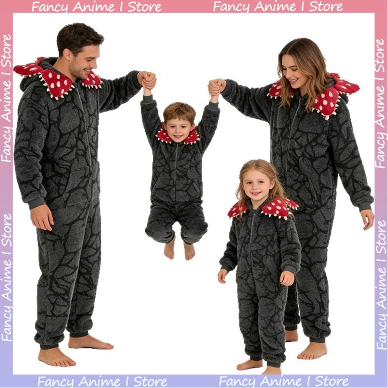 Pyjama Costume de Cosplay Demogorgon en Flanelle pour Adultes et Enfants, Ensemble Fleur Mangeuse d'Hommes, Drôle, Tendance et Mignon, Vêtements d'Intérieur pour Femme et Homme