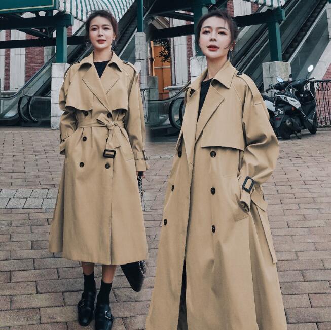 Coupe-vent long pour femme, veste de travail, manteau tralike, pardessus en Y, revers doubles boutons, vêtements d'automne, 2023