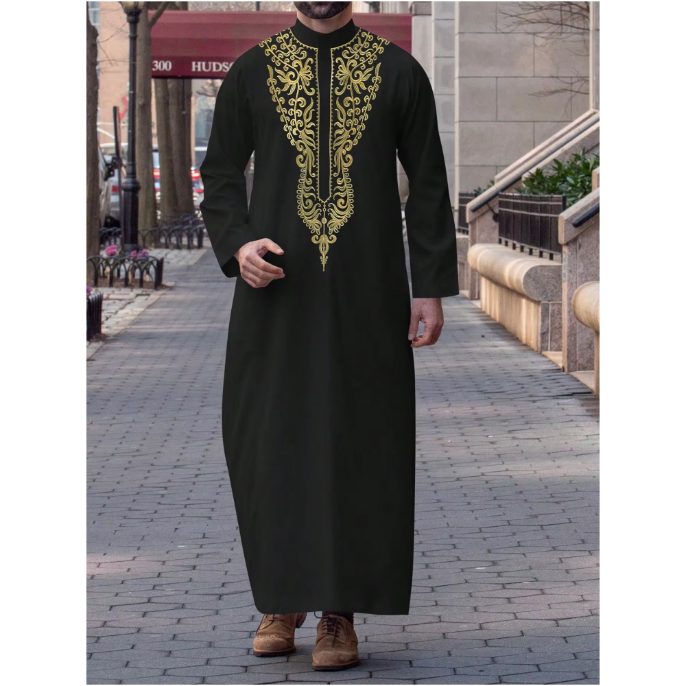 Robe traditionnelle musulmane pour homme, robe élégante et luxueuse brodée, robe islamique décontractée pour homme pour les festivals