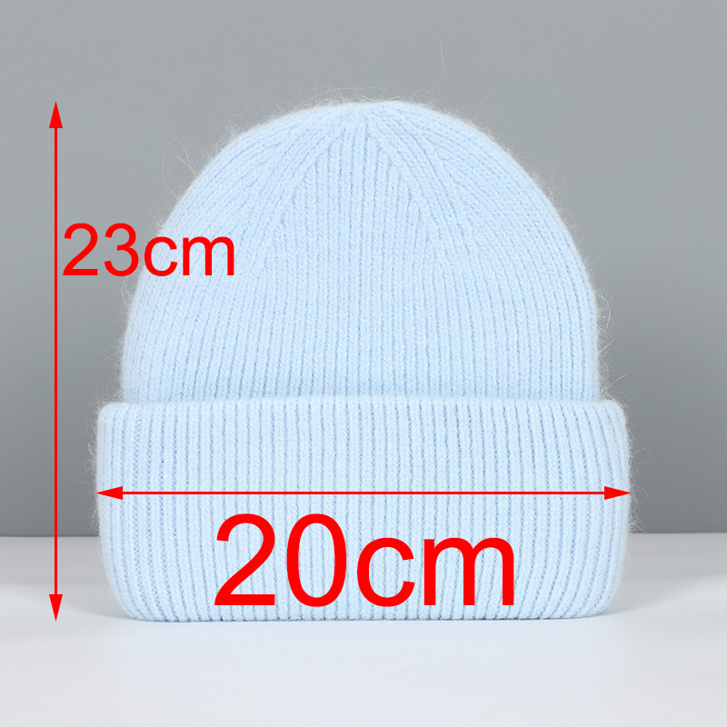Bonnet en Fourrure de Lapin pour Femme, en Laine Solide, Doux, en Cachemire, Collection Automne Hiver