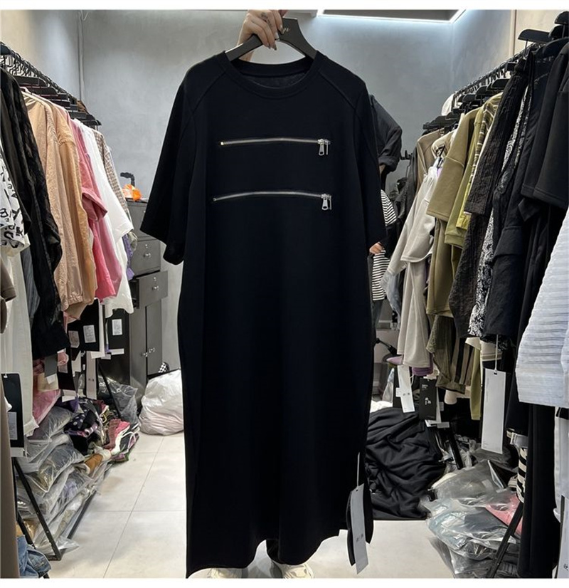 Robe Extra Large à Col Rond et Manches Courtes pour Femme, Jupe Longue, Fermeture Éclair, Été, 300 kg