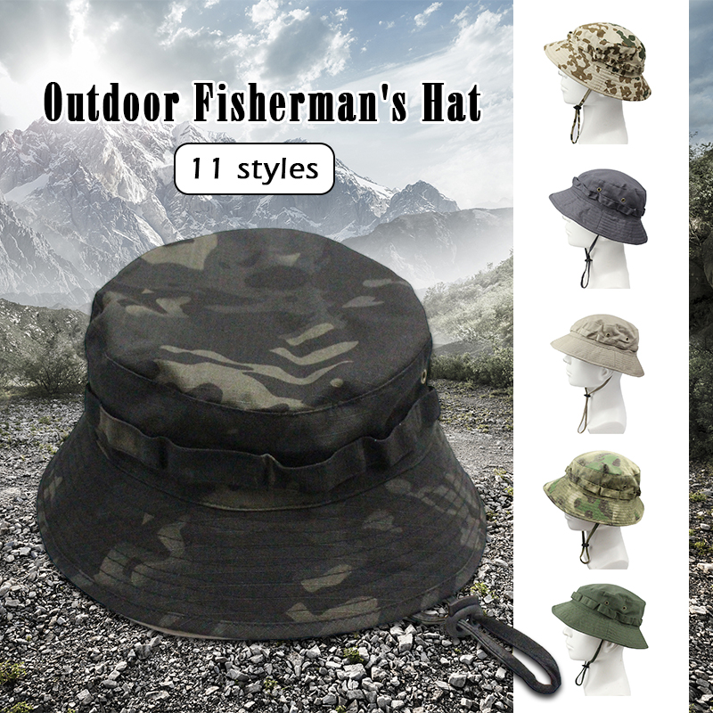 Chapeau Panama pour homme, chapeau bob tactique camouflage, chapeau de protection solaire pour les activités de plein air, randonnée, camping, pêche, chapeau de plage pour homme