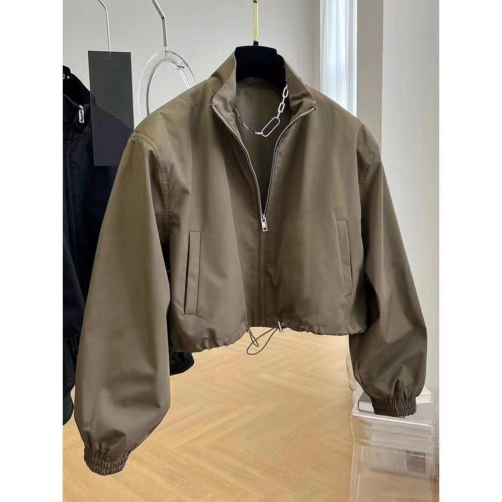 2025 nouveau automne Style coréen haut de gamme FeelDesign col montant veste courte pour les femmes Petite vêtements de travail élégant décontracté Chic hauts