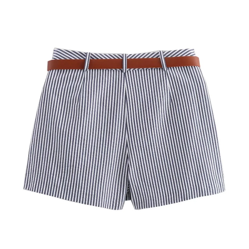 Femmes décontracté jupes rayées avec ceinture 2026 été femme taille haute a-ligne jupes élégant Streetwear dame Chic Shorts jupes