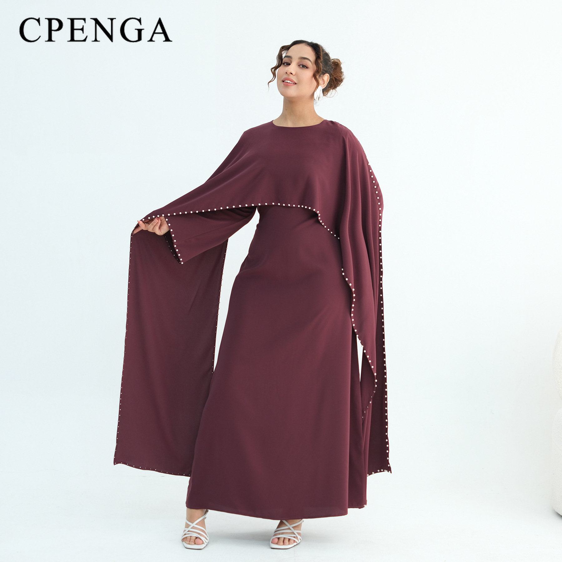 Abaya de luxe de Dubaï, châle élégant perlé, kaftan cintré à la taille, robe traditionnelle musulmane pour femme, robe longue à manches longues, tenue de l'Aïd