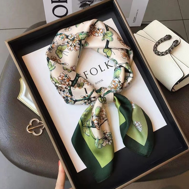 Foulard Carré Imprimé pour Femme, Fin, Protection Solaire, Cou, Bande de Sauna, Polyvalent, Cadeau de ix, Nouvelle Mode, Printemps Été