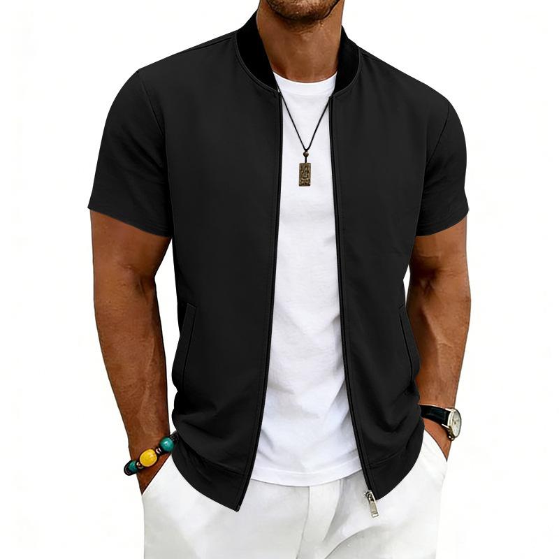 Veste de baseball zippée à col montant pour homme, style sportif et léger, collection été 2026