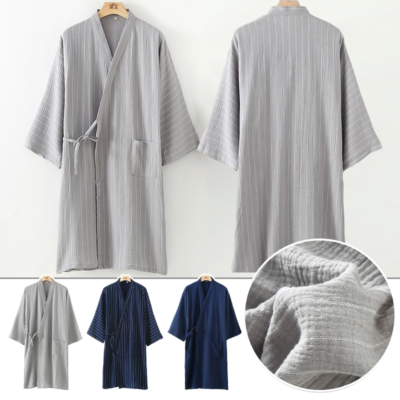 Kimono de Samouraï Traditionnel Japonais en Pur Coton pour Homme, Robe de Nuit, Tenue de Sauna, Longue, Tenue de Maison