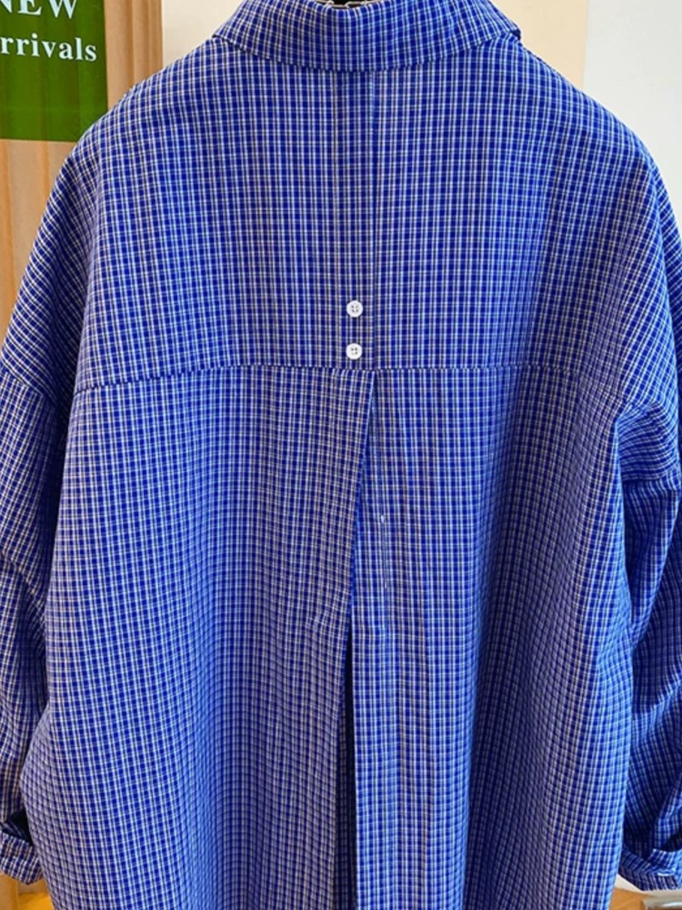 Chemisiers rayés en coton à manches longues pour femmes, chemise à la mode, bleu marine, automne, hiver