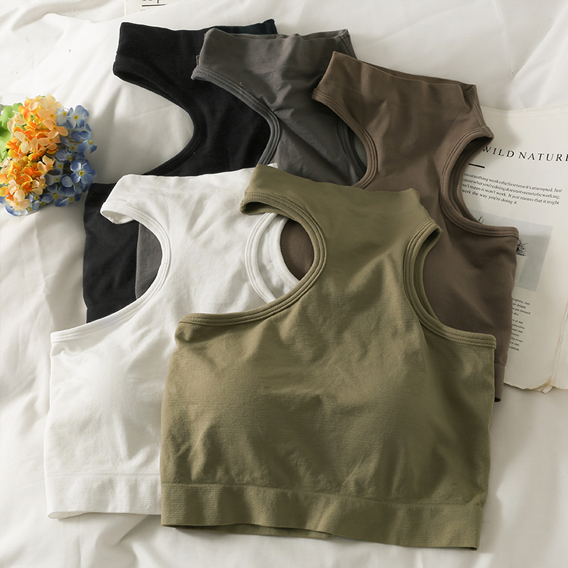 Hauts pour femme tricoté sexy crop hauts épaules dénudées licou tanke haut femmes construit en soutien-gorge camis pour femmes sans manches chaud