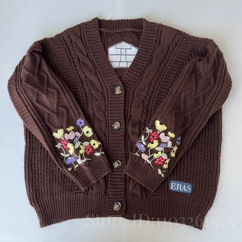 2025 grande taille Eras Cardigan pour femmes automne hiver fleur brodé pull tricoté Y2k fille Vintage mode Cardigans hauts