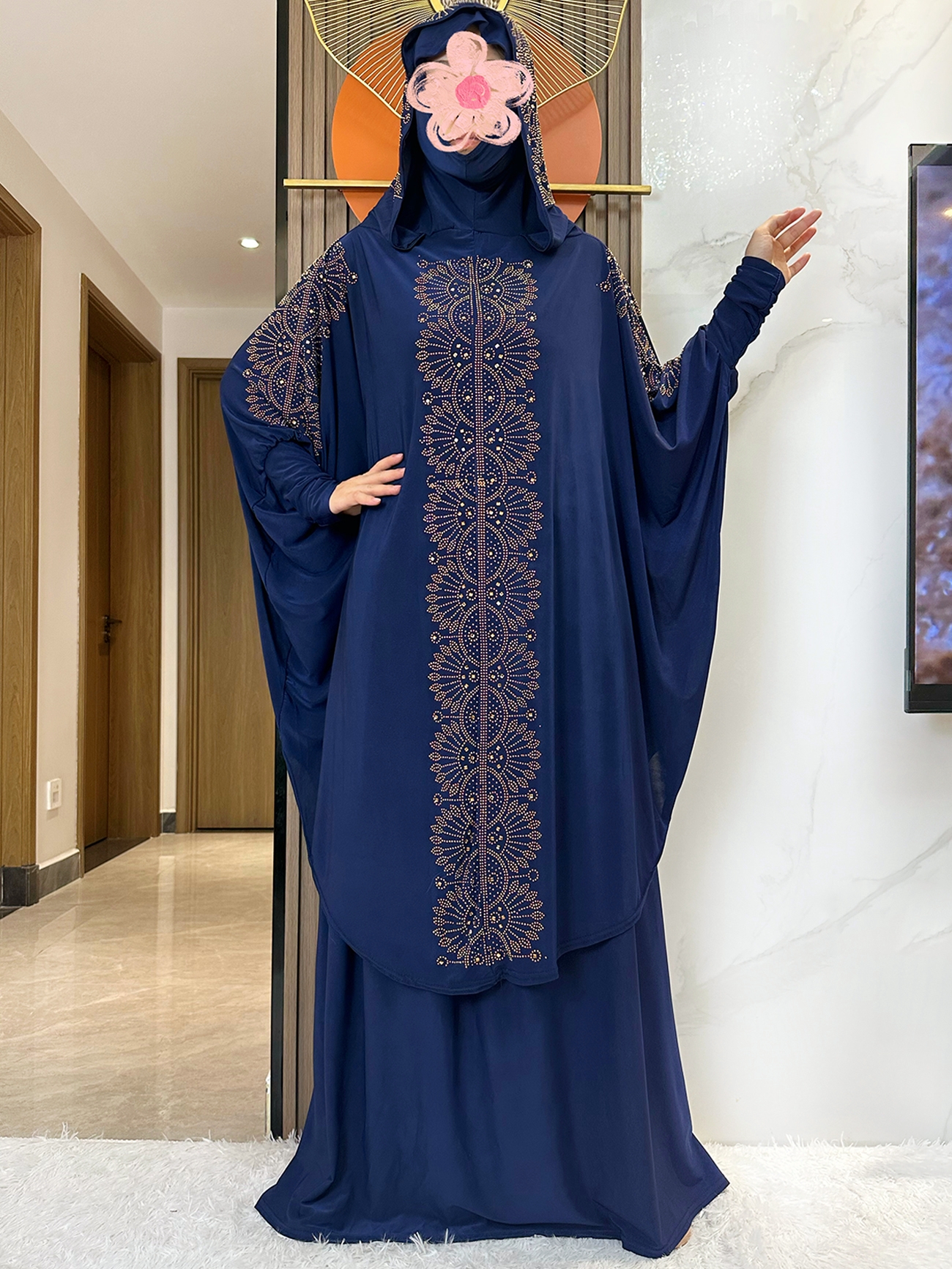 Ensemble de vêtement de prière musulman pour femmes, robe Abaya, Hijab, longue jupe tiens imar, Ramadan islamique, Jilbab solide, nouveau, 2 pièces
