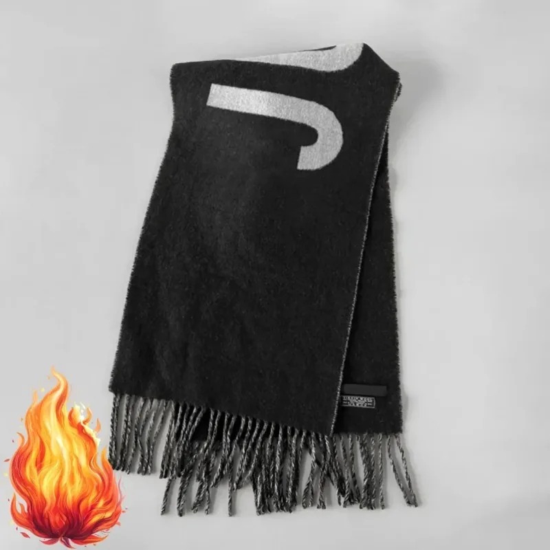 Écharpe 100% laine pour femmes, marque de luxe, écharpe d'hiver épaisse et chaude, monogramme, châle en cachemire de haute qualité pour femmes.