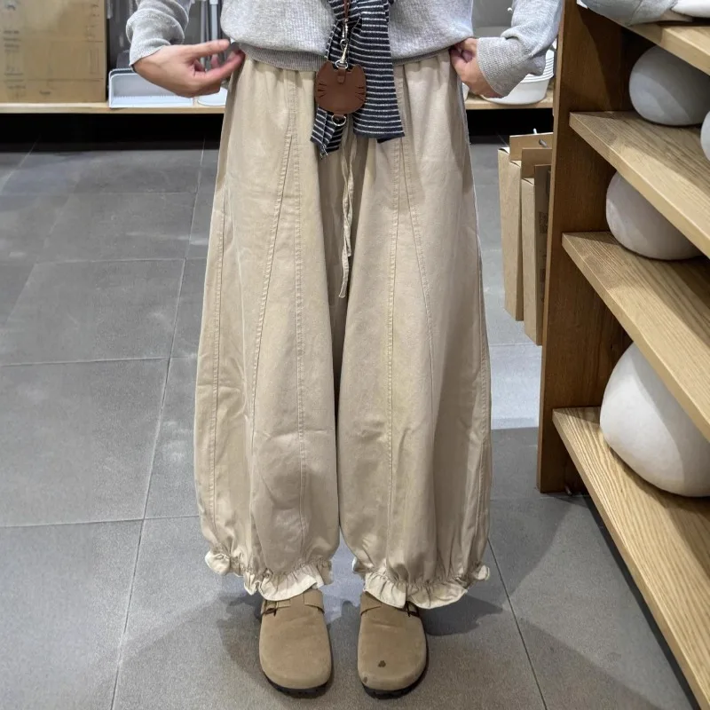 Femmes Floral jambe large pantalons décontractés taille haute pantalon ample 2025 automne nouveauté minceur confort