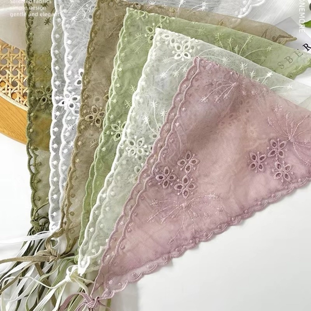 Foulard de tête décontracté vintage en dentelle à fleurs, fin et mignon, style chic bohème, triangle, pour la photographie