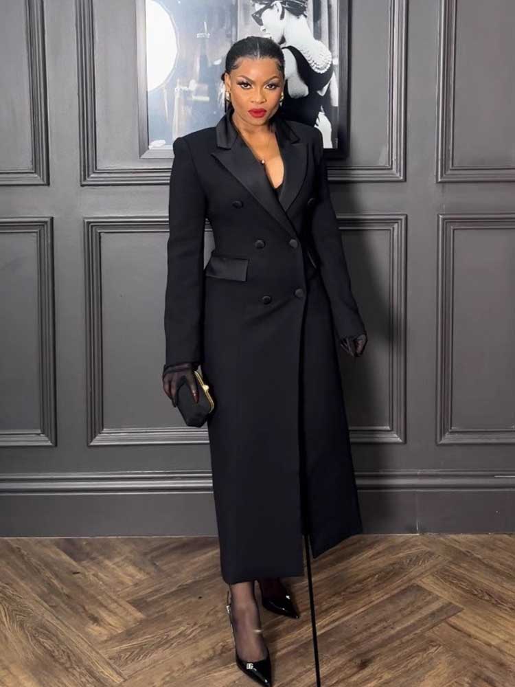 Robe noire à manches longues pour femme, vêtement d'automne et d'hiver, Blazer amincissant à la taille, élégante, courbe, robes de soirée formelles