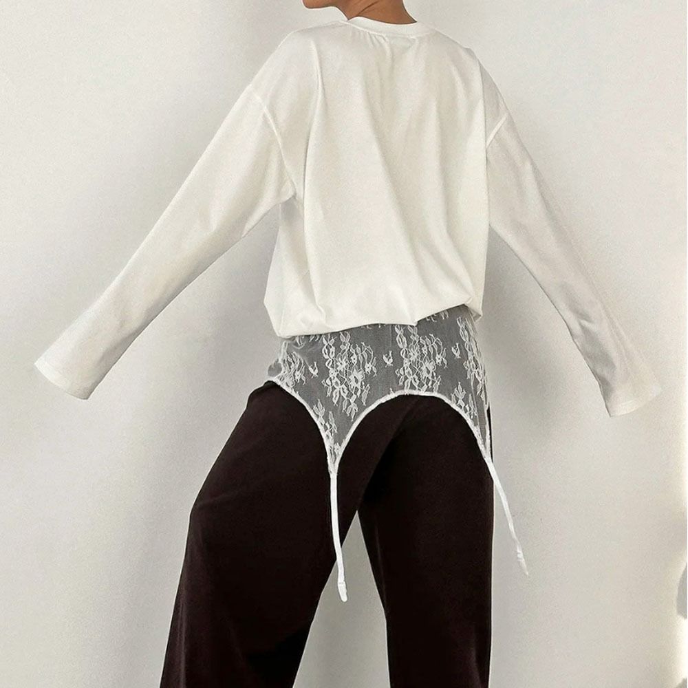 Nouvelle mini-jupe en dentelle brodée de fleurs, transparente, style Y2K streetwear, froncée, avec décoration en jean style Harajuku
