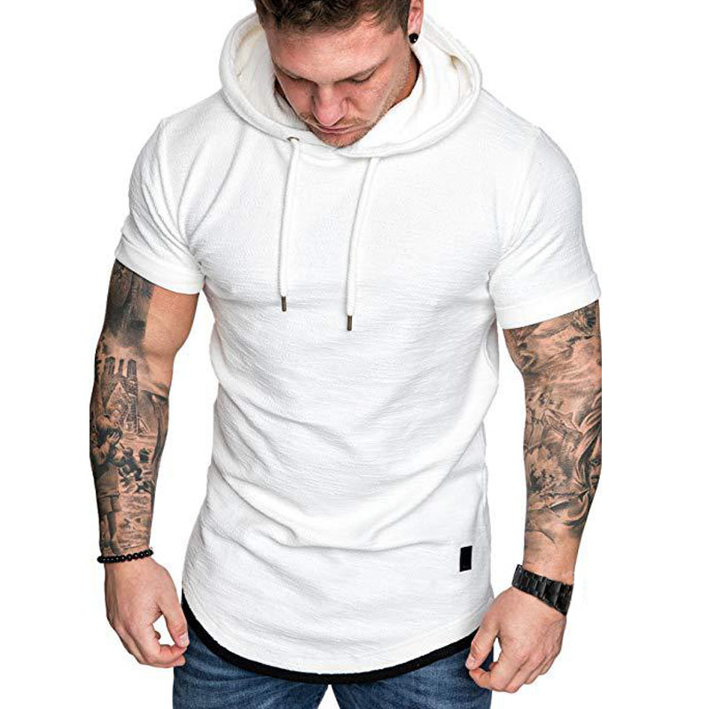 T-shirt pour homme, vêtements d'été pour homme, t-shirt décontracté à capuche uni, t-shirt à manches courtes pour homme, streetwear, tee-shirt homme