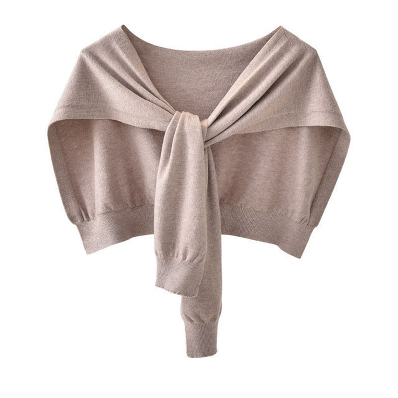 Écharpe de protection du cou pour femme coréenne, faux col, châle tricoté chaud en cachemire, chemisier en laine d'hiver, épaules, Cape nouée, Q36