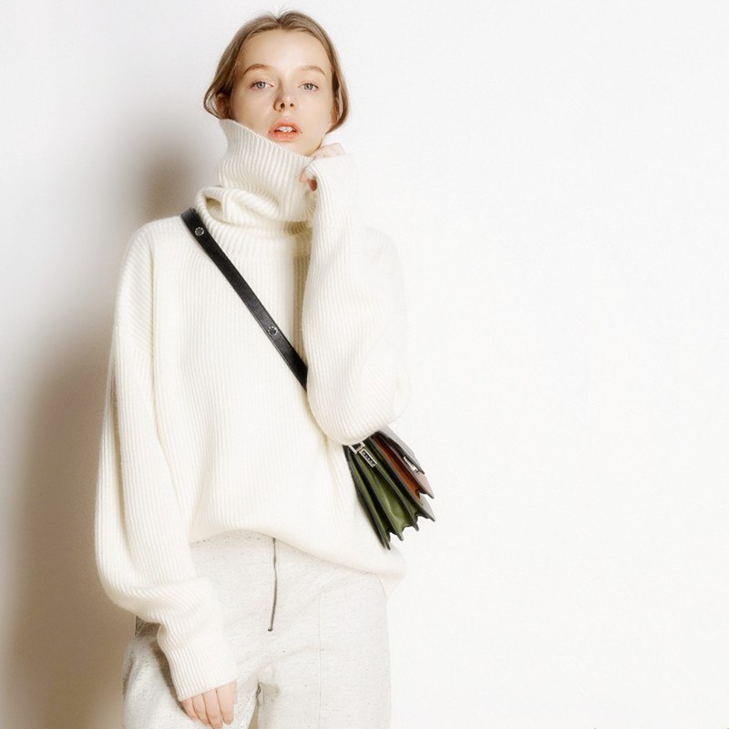 Pull en laine DY pour femme, col roulé chaud, pulls décontractés pour femme, haut côtelé, automne et hiver
