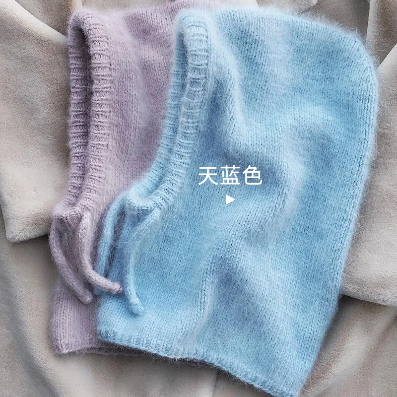 Chapeaux d'hiver en fourrure de lapin pour femmes, unisexe, tricoté, col à capuche, cagoule élastique réglable, chapeaux Gorros Mujer Invierno, nouveau