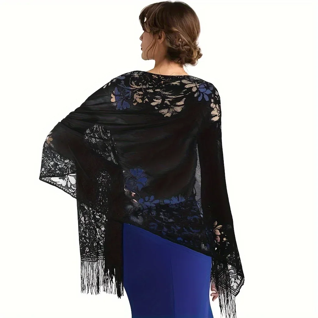 Écharpe classique en dentelle creuse pour femmes, robe de soirée pour demoiselles d'honneur, châle pour robe de mariée, châle de bal pour femmes