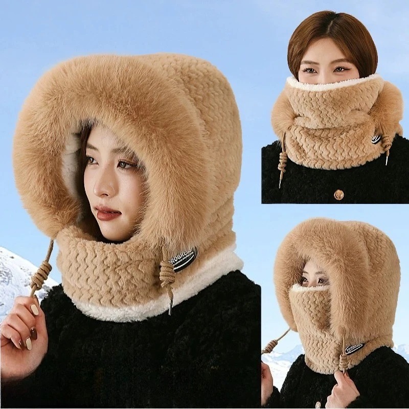 Ensemble 2 en 1 pour femmes : bonnet en polaire et cache-cou pour l'hiver, bonnet chaud et épais pour le ski en plein air, le cyclisme et le temps froid.