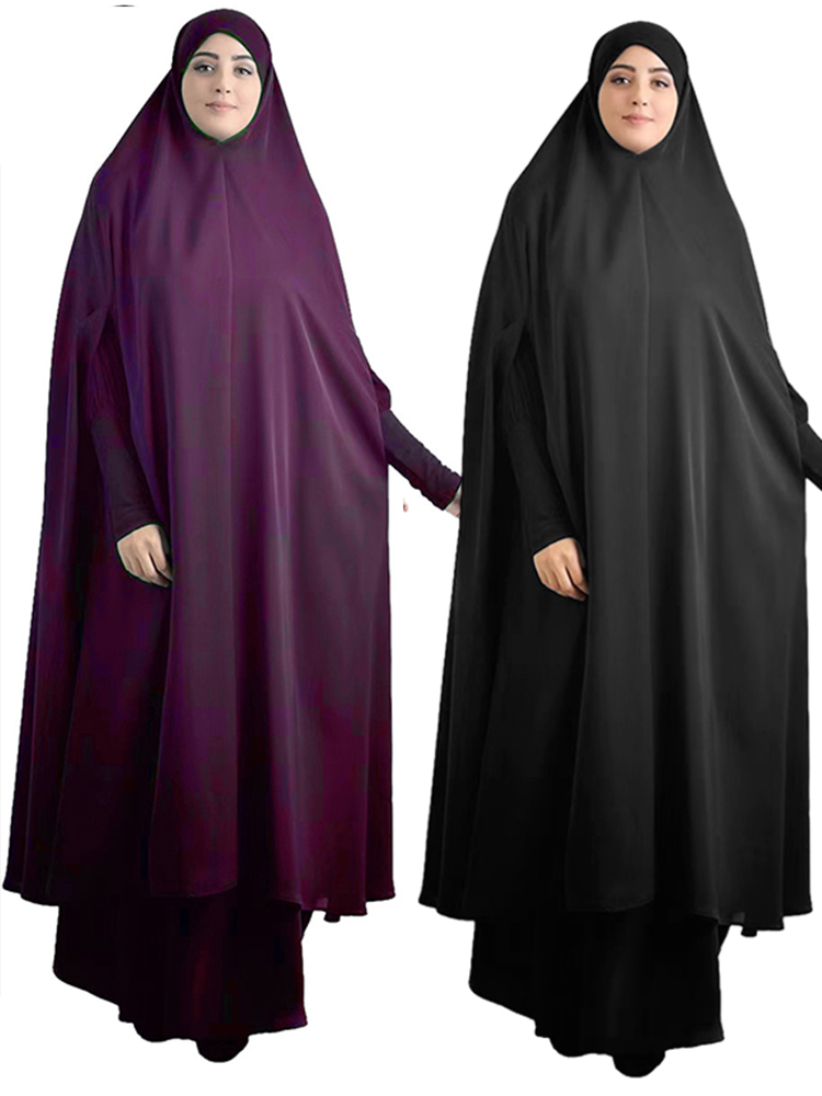 Femmes prière vêtement 2 pièces ensemble Ramadan musulman à capuche longue Khimar Hijab robe Abaya couverture complète Eid robe Abayas Niqab Jilbab