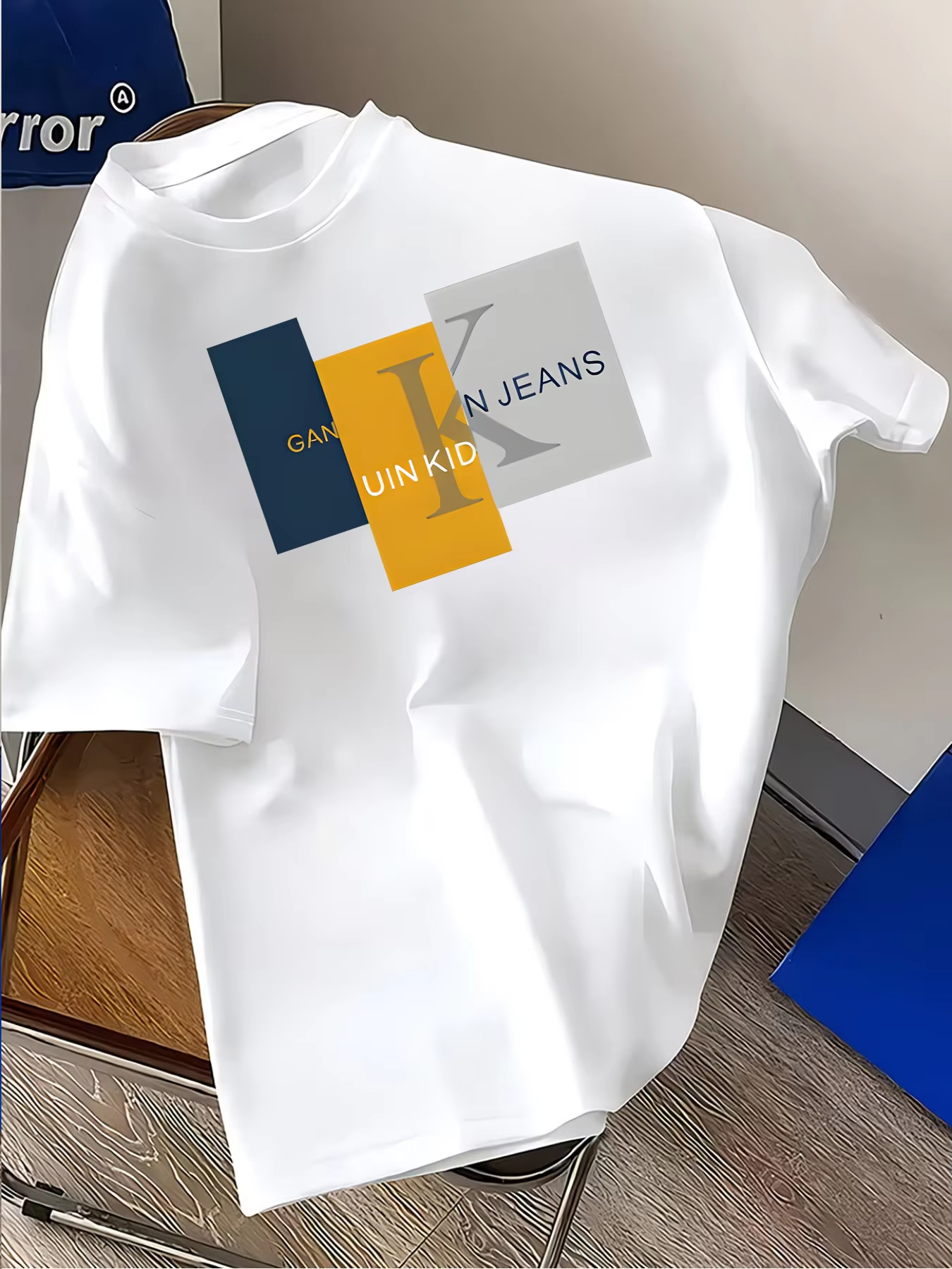 T-shirt pour homme en coton 100% doux de qualité supérieure avec imprimé géométrique à blocs de couleur et lettre K, parfait pour l'été, style décontracté moderne