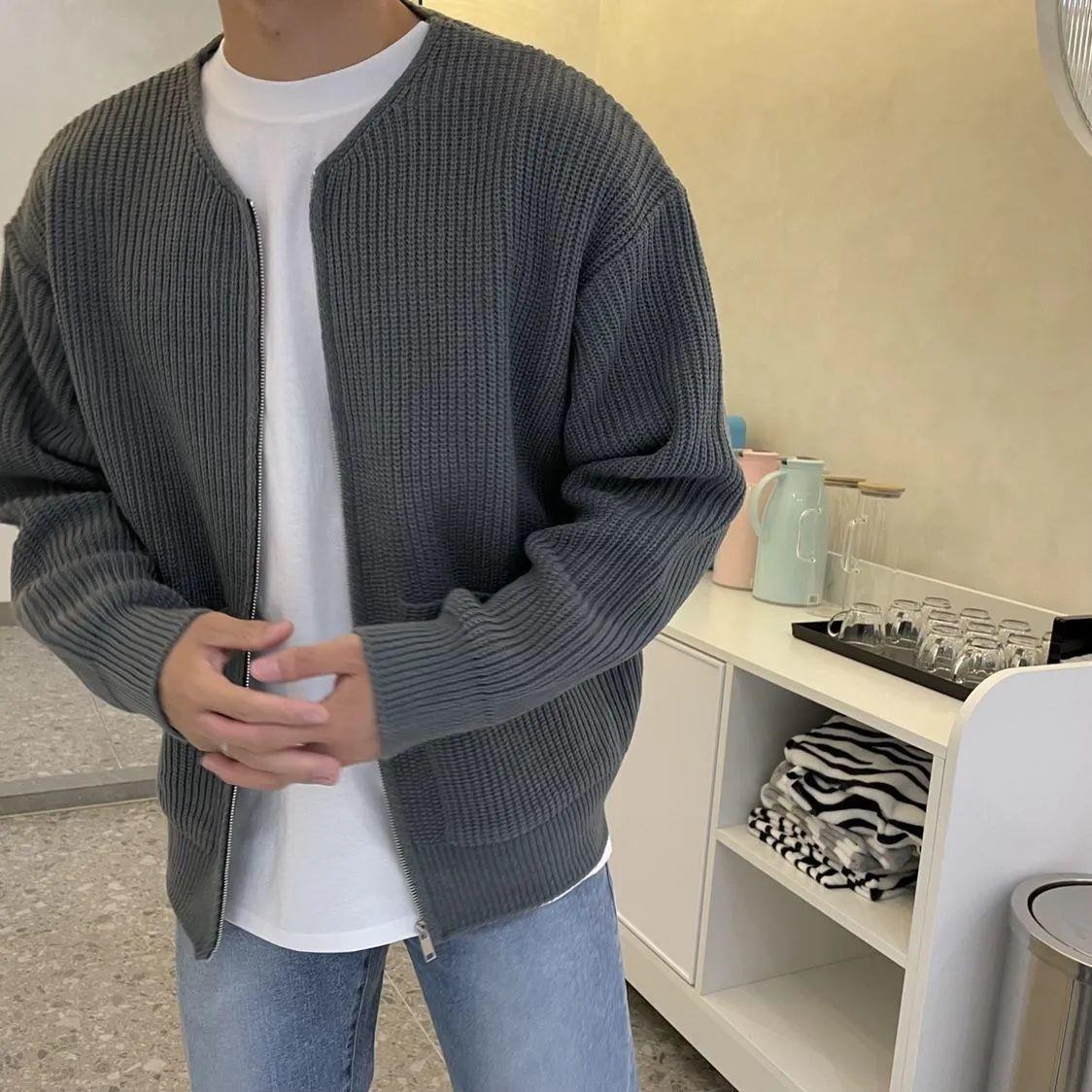 Cardigan en tricot pour hommes, vêtements de Style coréen, coupe-vent, mode automne hiver, pull décontracté, ample, surdimensionné, Streetwear