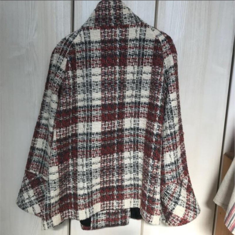 Femme manteaux d'hiver élégant chaud Plaid col montant poche manteau mode manteaux amples polyvalent décontracté femme veste nouveaux vêtements d'extérieur