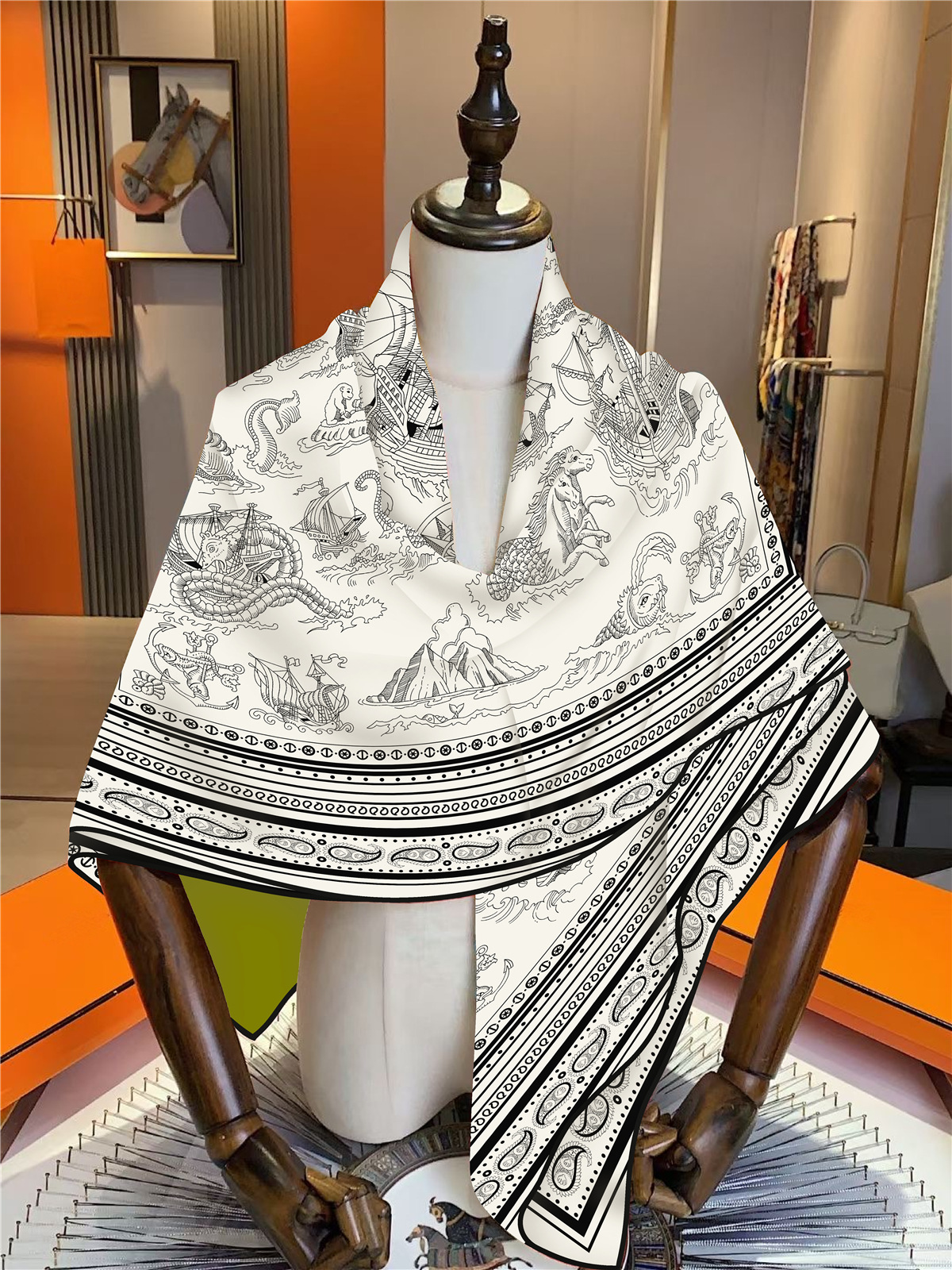 130cm hiver garder au chaud écharpe femmes marque soie cachemire carré écharpe châle luxe Paisley foulards enveloppes Pashmina Hijab Bandana