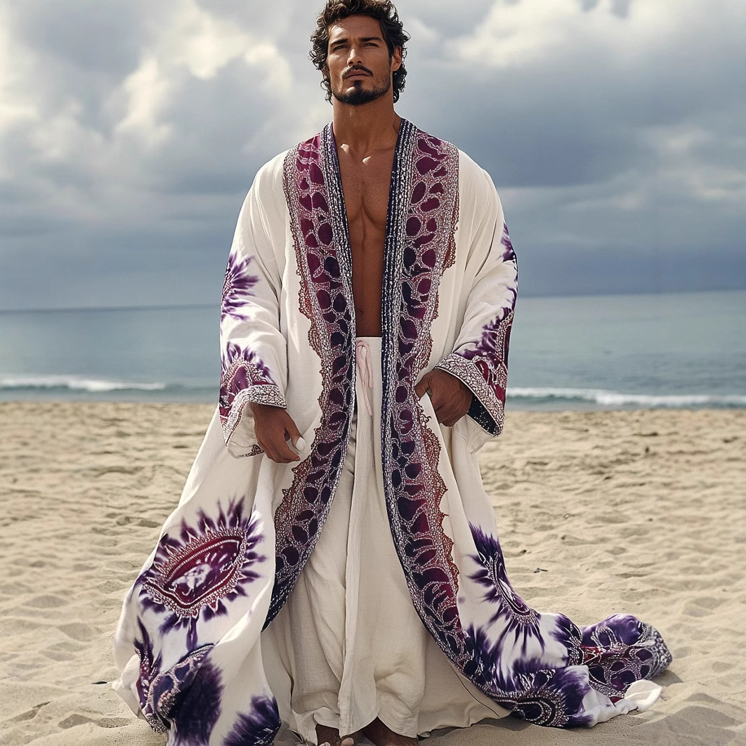 Robe longue à manches longues avec impression numérique et protection solaire pour hommes et femmes